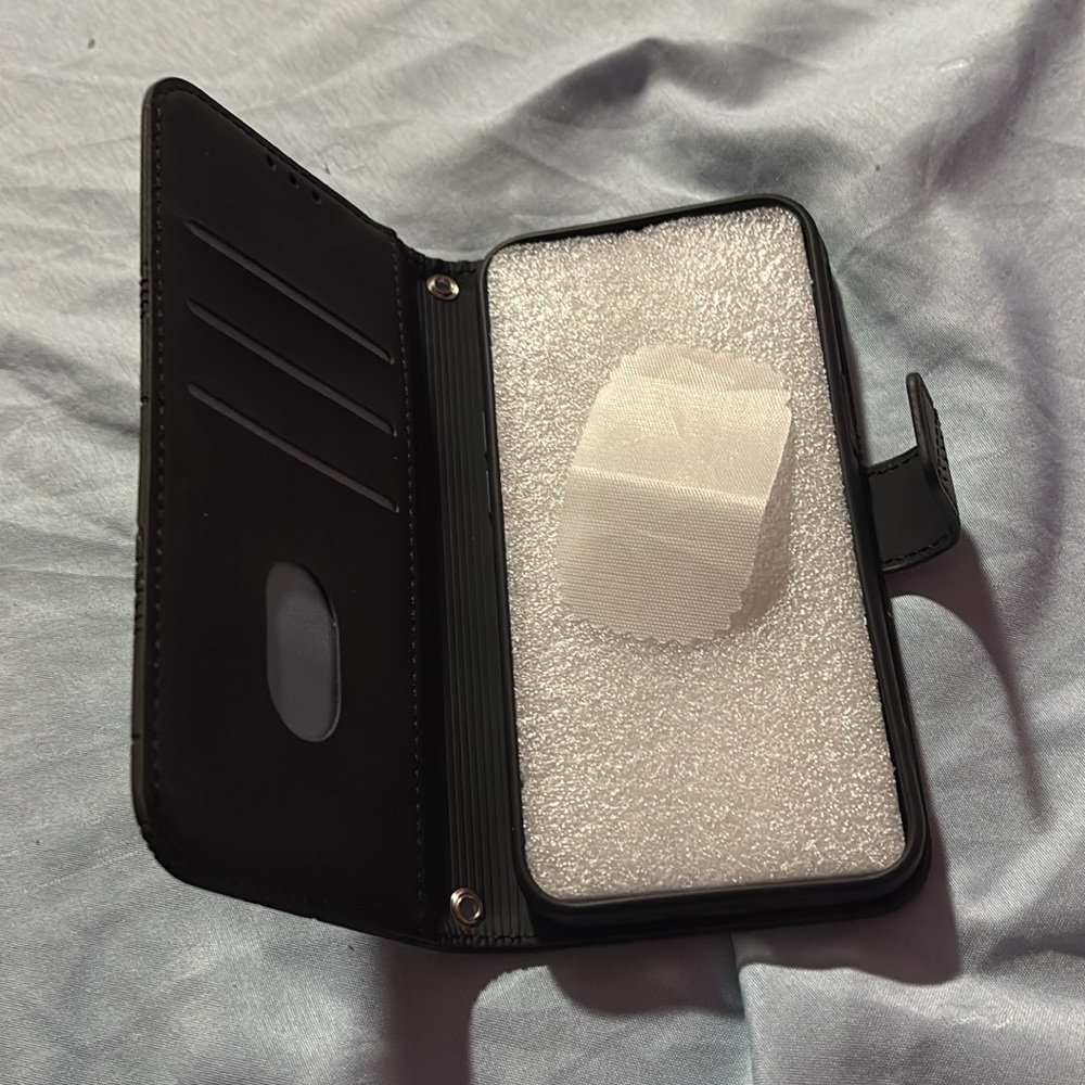 Black Leather Phone Wallet Case
